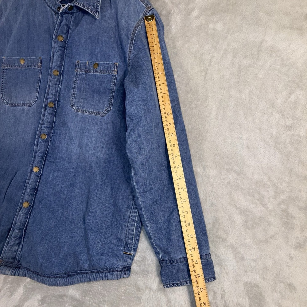 LL Bean 1912 Heritage Sherpa Lined Denim Shirt Jacket Men's Med Snap Up Shacket - Picture 14 of 15